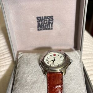 Men's Silver and Brown Watch